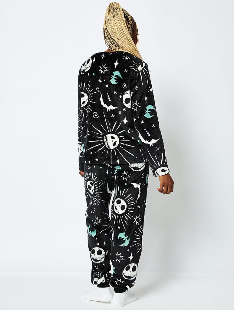Disney Nightmare Before Christmas Fleece Pyjama Set in Black Lingerie & Nightwear Skinnydip London