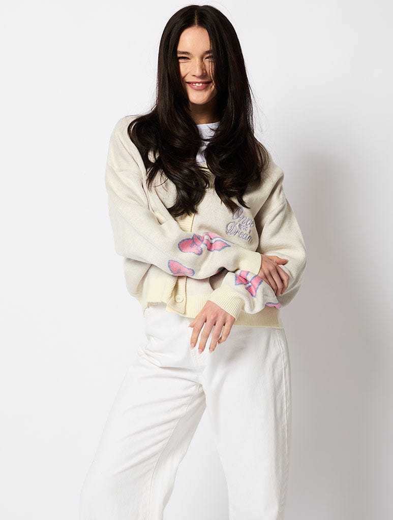 Disney Once Upon A Time Knitted Cardigan in Pink Jumpers & Cardigans Skinnydip London