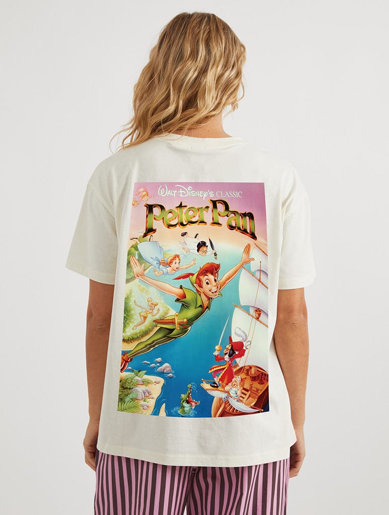 Disney Peter Pan Classic Poster T-Shirt In White Tops & T-Shirts Skinnydip London