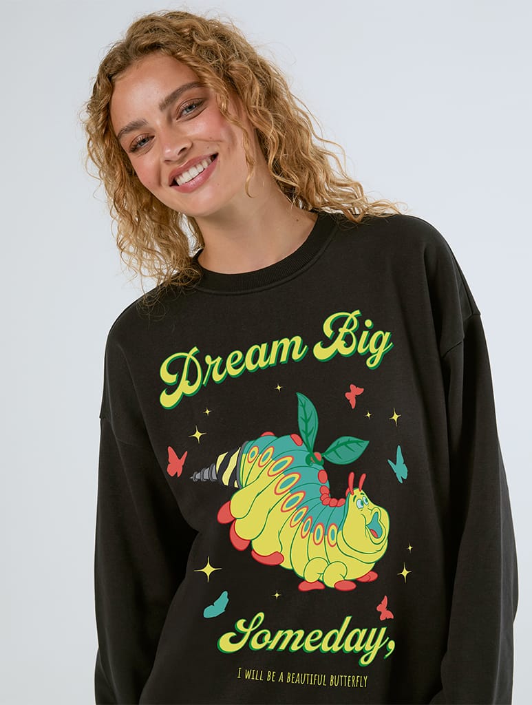 Disney Pixar A Bug’s Life Beautiful Butterfly Sweatshirt In Black Hoodies & Sweatshirts Skinnydip London