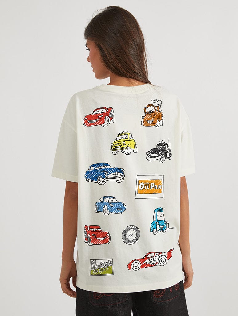 Disney Pixar Cars Doodle T-Shirt In White Tops & T-Shirts Skinnydip London