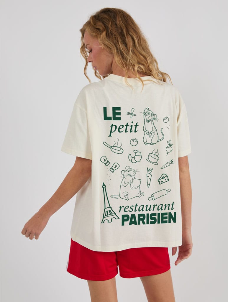 Disney Pixar Ratatouille Le Petit Restaurant Parisien T-Shirt In White Tops & T-Shirts Skinnydip London