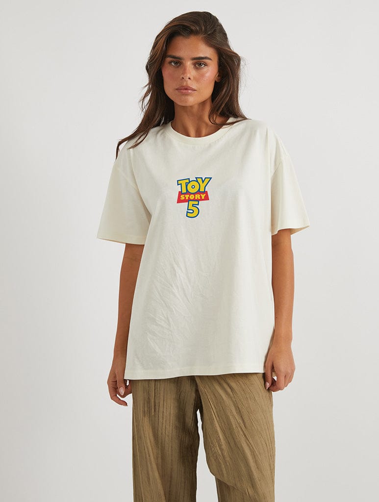 Disney Pixar Toy Story 5 Characters T-Shirt In White Tops & T-Shirts Skinnydip London