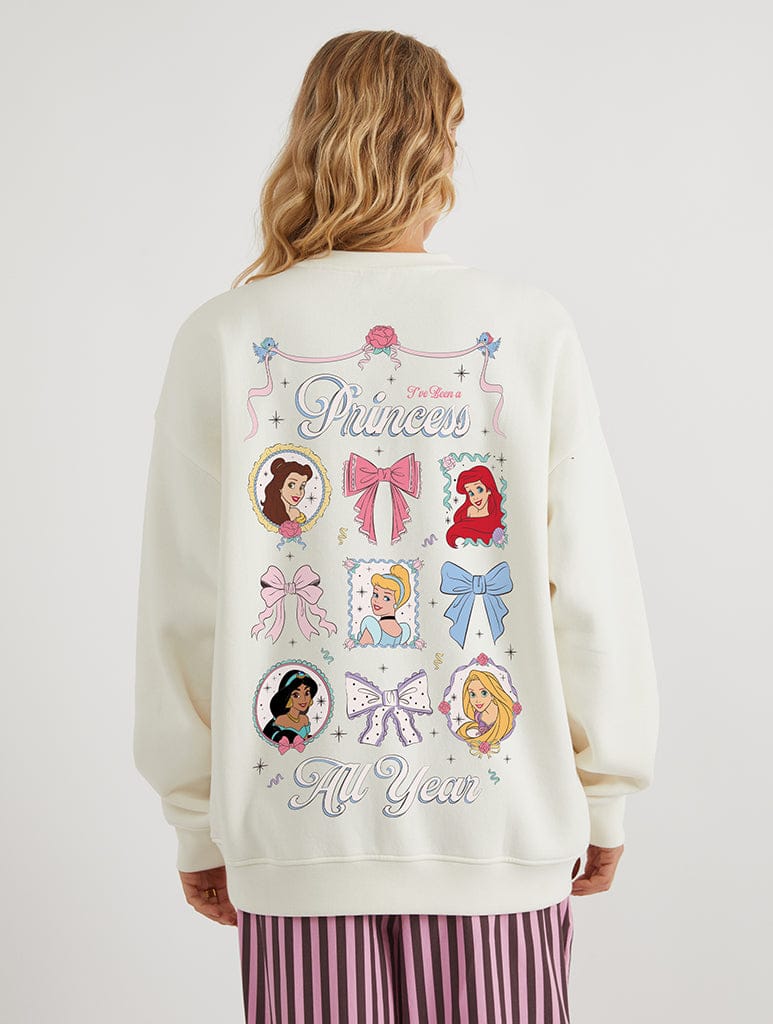 Disney Princess All Year Sweatshirt In White Hoodies & Sweatshirts Skinnydip London
