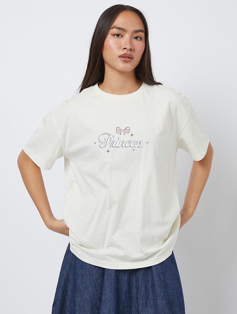 Disney Princess All Year T-Shirt In White Tops & T-Shirts Skinnydip London