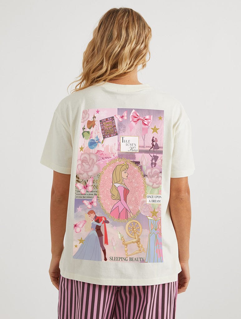 Disney Princess Sleeping Beauty Poster T-Shirt In White Tops & T-Shirts Skinnydip London