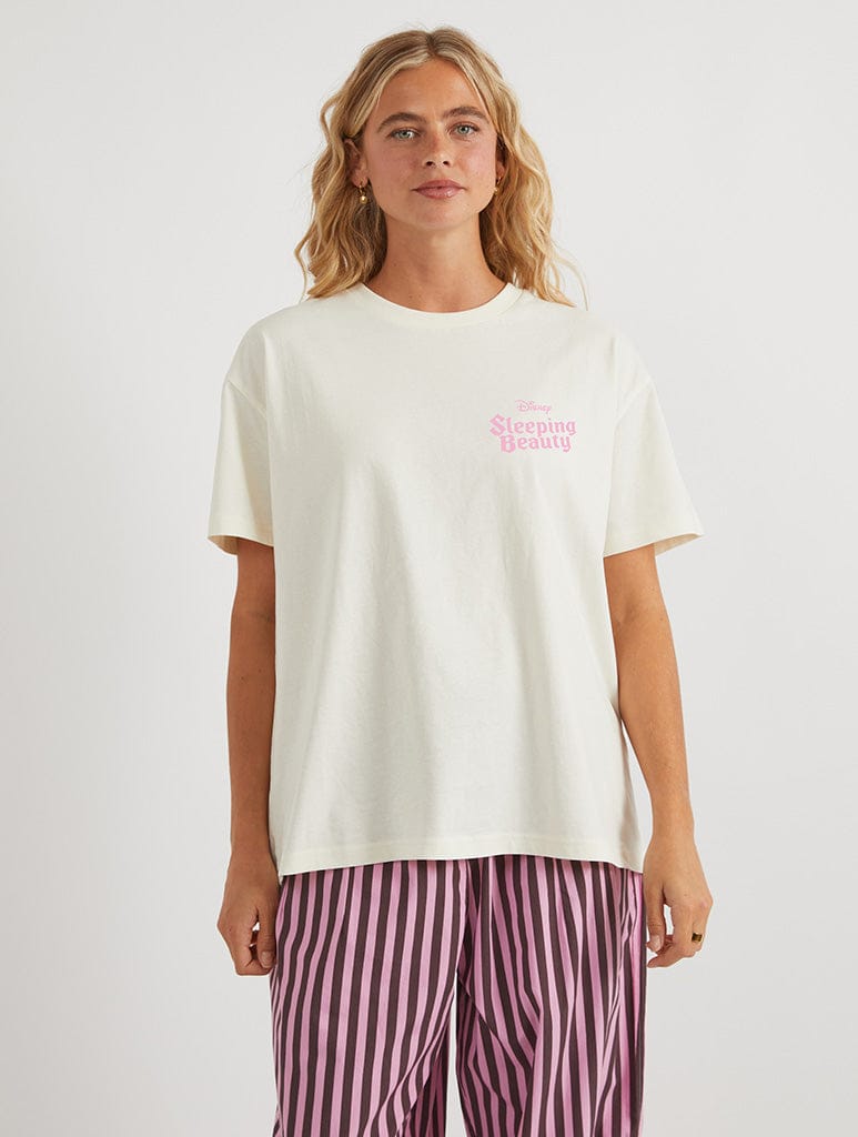 Disney Princess Sleeping Beauty Poster T-Shirt In White Tops & T-Shirts Skinnydip London