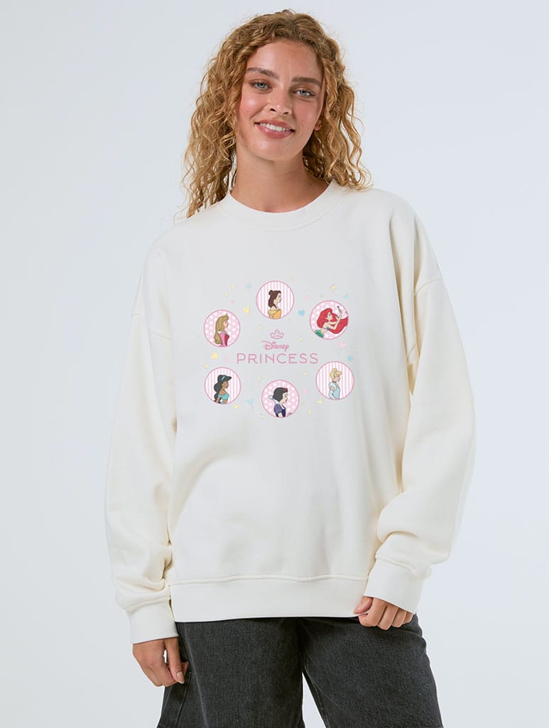 Disney Princess Sweatshirt In White Hoodies & Sweatshirts Skinnydip London