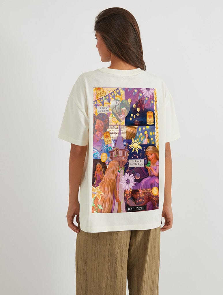 Disney Princess Tangled Poster T-Shirt In White Tops & T-Shirts Skinnydip London