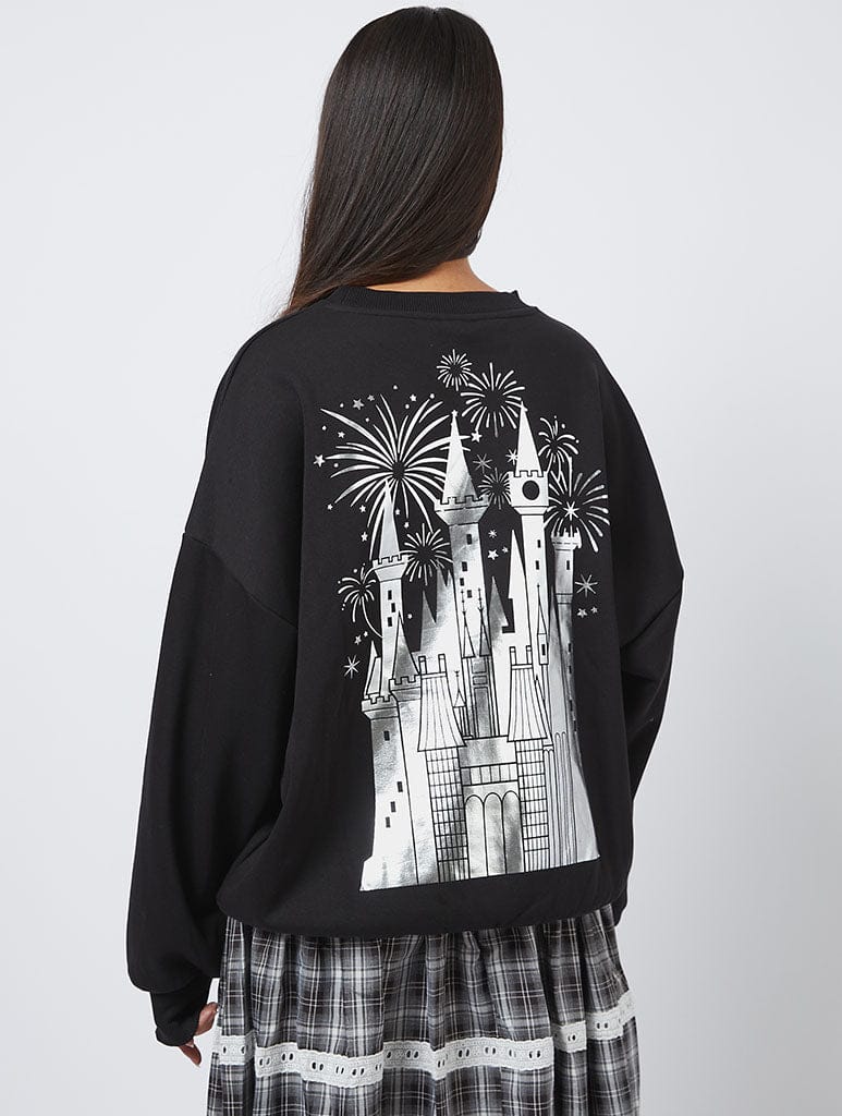 Disney Silver Embroidered Castle Sweatshirt Hoodies & Sweatshirts Skinnydip London