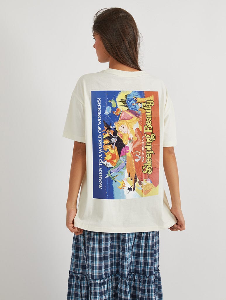 Disney Sleeping Beauty Classic Poster T-Shirt In White Tops & T-Shirts Skinnydip London