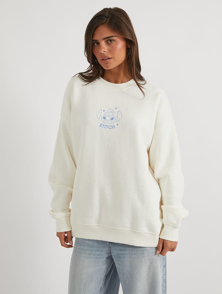 Disney Stitch Aloha Holidays Sweatshirt In White Hoodies & Sweatshirts Skinnydip London