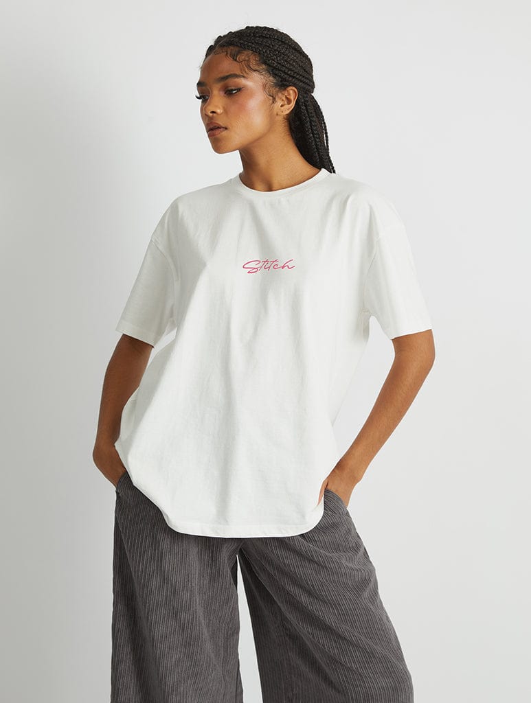 Disney Stitch Hawaii Stamp T-Shirt In White Tops & T-Shirts Skinnydip London