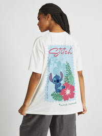 Disney Stitch Hawaii Stamp T-Shirt In White Tops & T-Shirts Skinnydip London