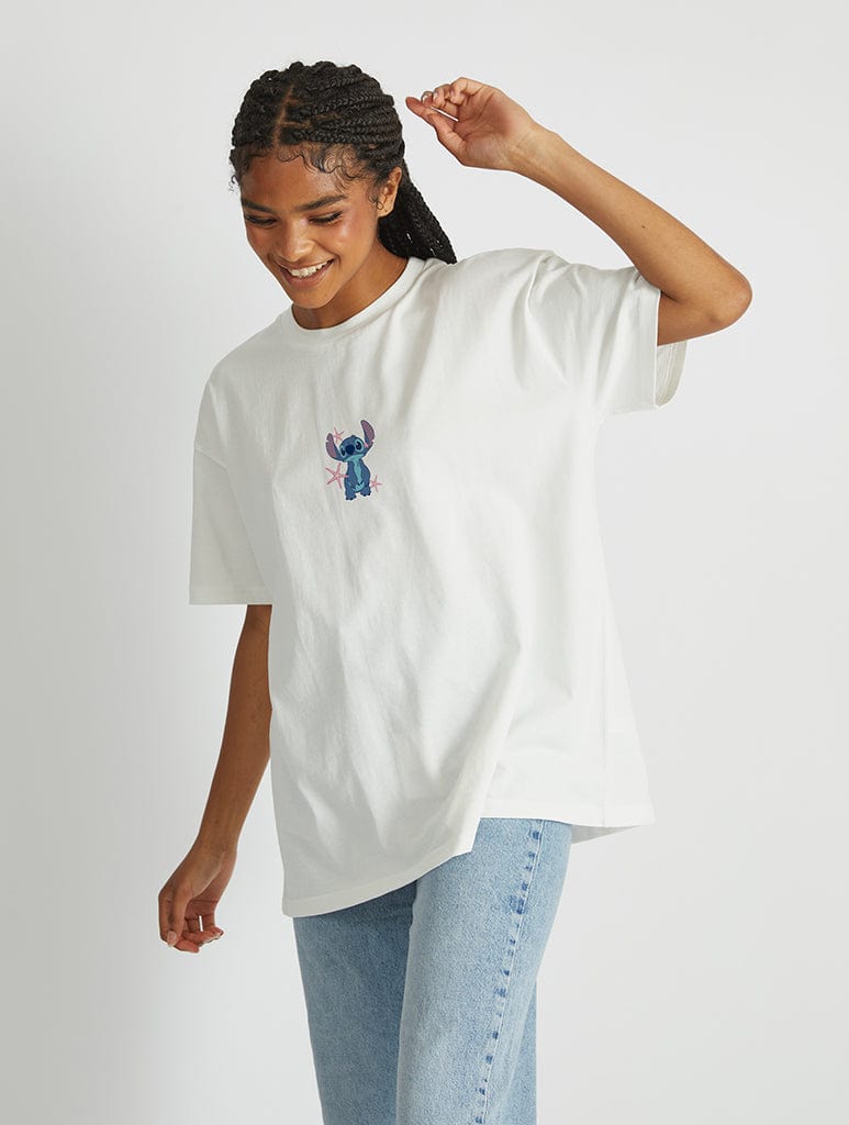 Disney Stitch Says Relax T-Shirt In White Tops & T-Shirts Skinnydip London
