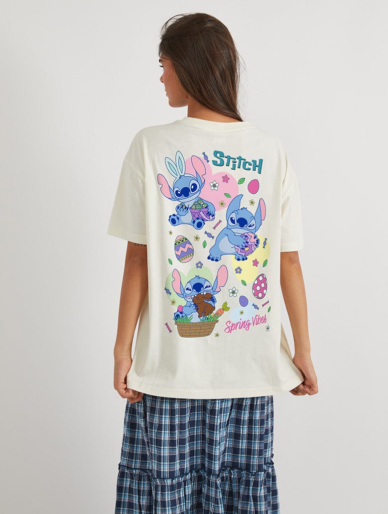 Disney Stitch Spring Vibes T-Shirt In White Tops & T-Shirts Skinnydip London