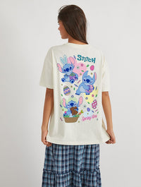 Disney Stitch Spring Vibes T-Shirt In White Tops & T-Shirts Skinnydip London