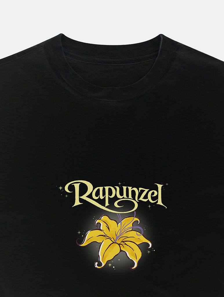 Disney Tangled Glowing Flower Baby T-Shirt In Black Tops & T-Shirts Skinnydip London