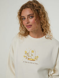 Disney The Beauty And The Beast A Tale As Old As Time Sweatshirt In White Hoodies & Sweatshirts Skinnydip London