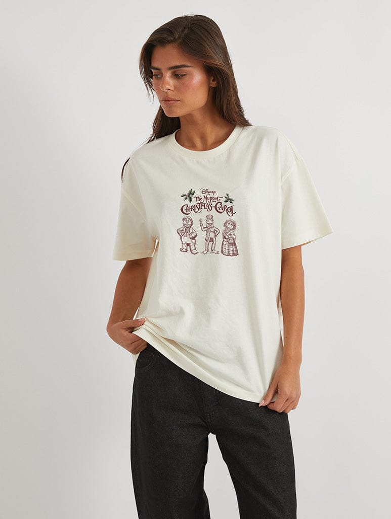 Disney The Muppets Christmas Carol Poster T-Shirt In White Tops & T-Shirts Skinnydip London