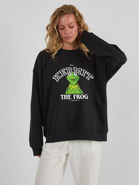Disney The Muppets Kermit The Frog Sweatshirt In Black Hoodies & Sweatshirts Skinnydip London