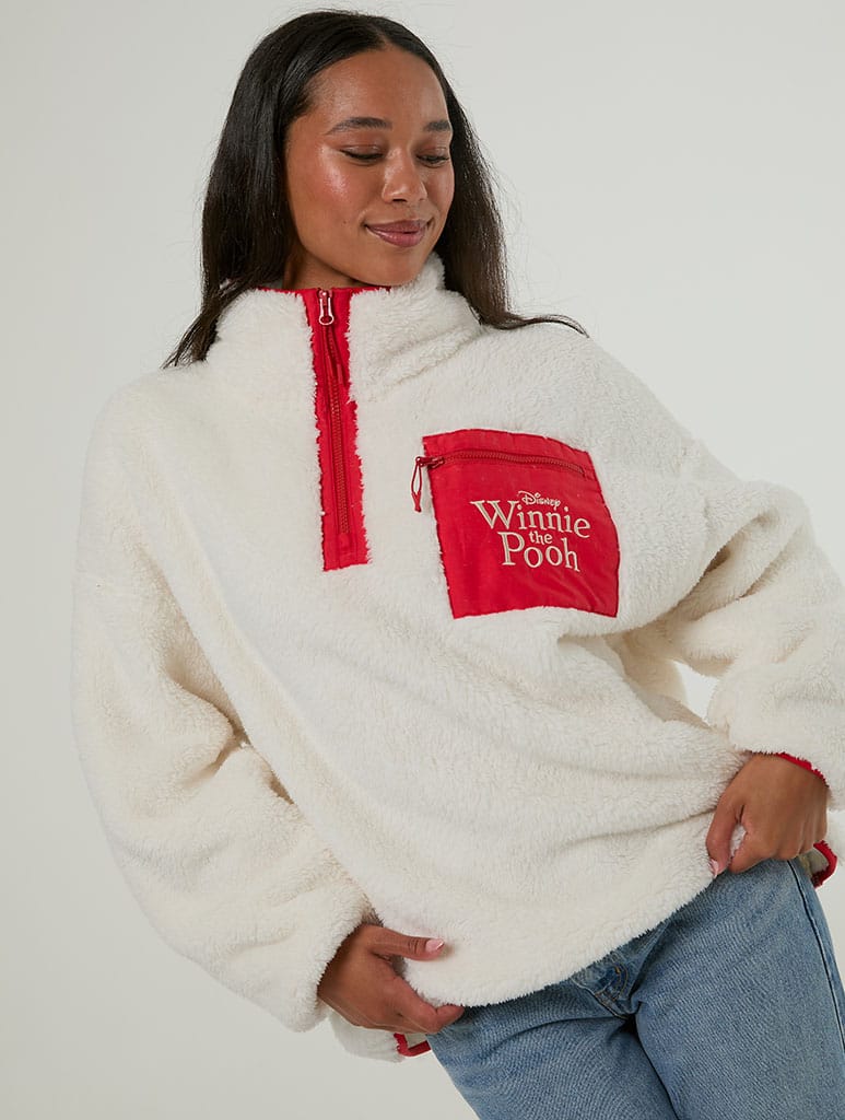 Disney Winnie the Pooh Embroidered Fleece Jacket Clothing : Jacket : Outerwear Skinnydip London