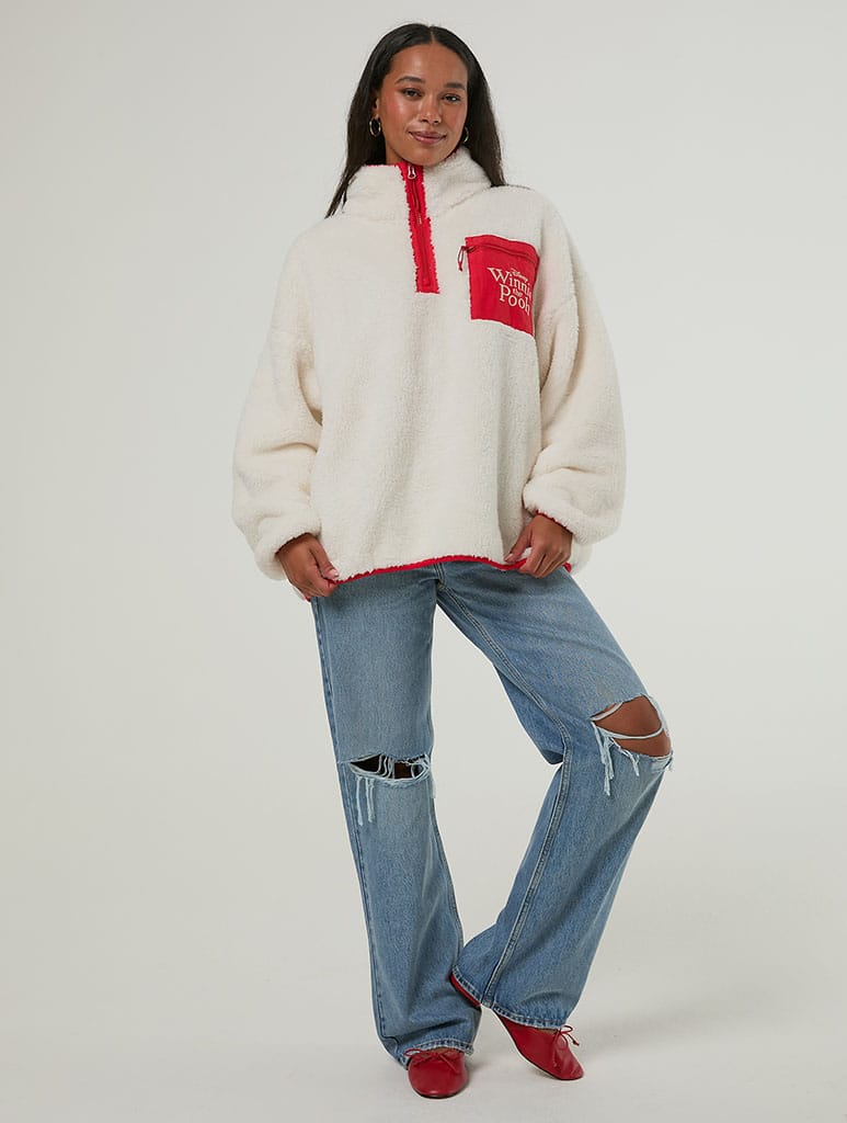 Disney Winnie the Pooh Embroidered Fleece Jacket Clothing : Jacket : Outerwear Skinnydip London