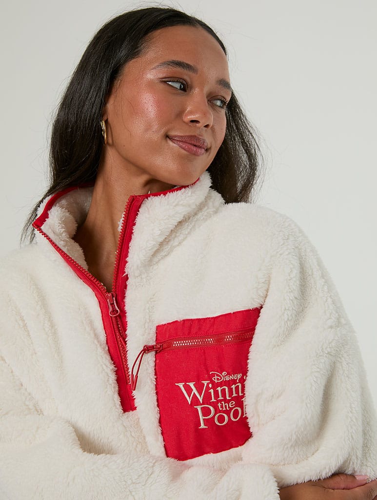 Disney Winnie the Pooh Embroidered Fleece Jacket Clothing : Jacket : Outerwear Skinnydip London