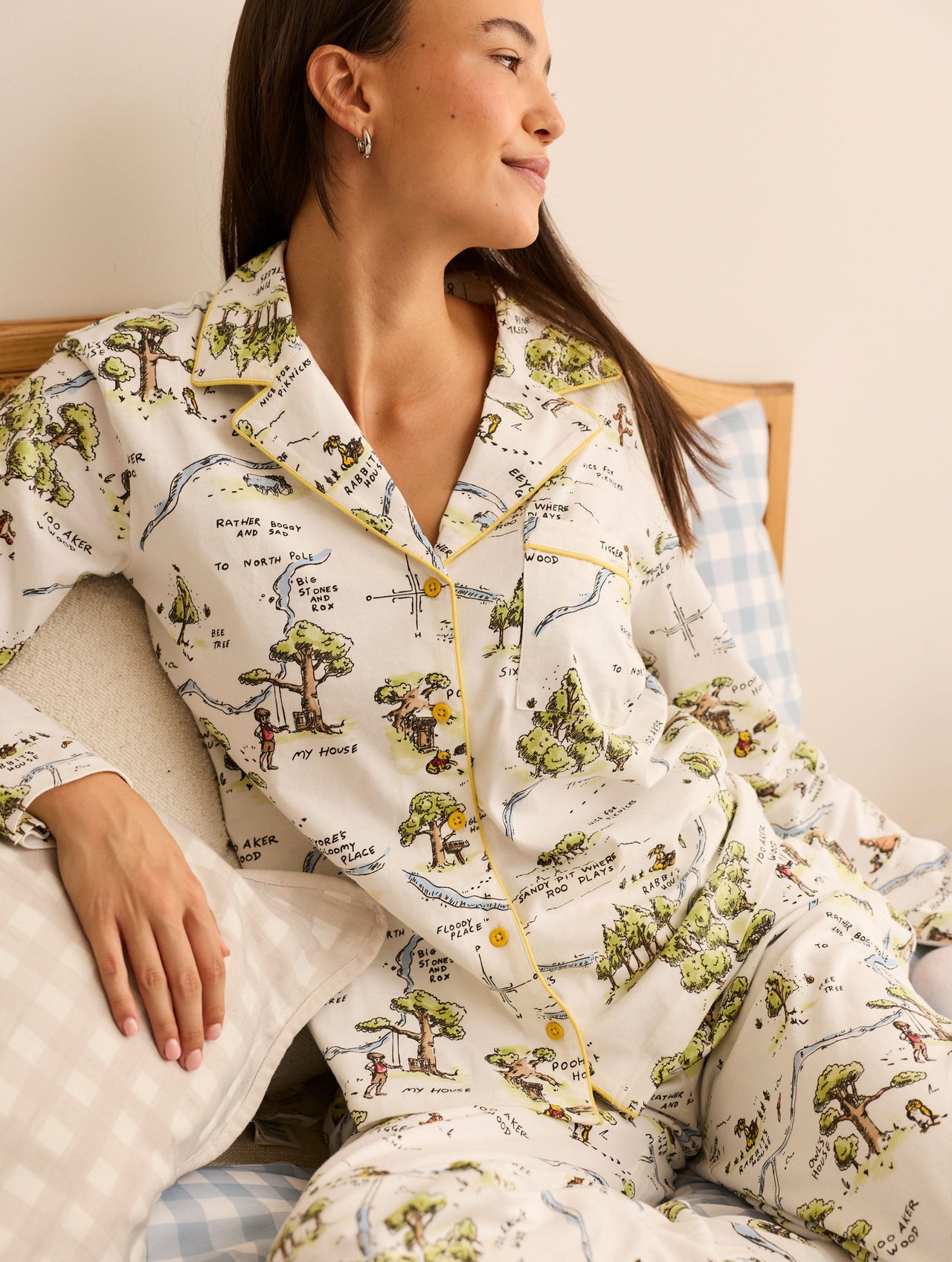 Disney Winnie The Pooh Hundred Acre Wood Pyjama Set with Scrunchie Lingerie & Nightwear Skinnydip London