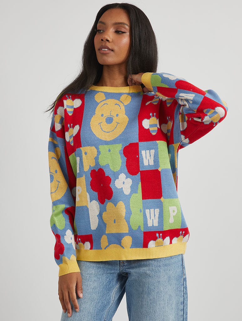 Disney Winnie The Pooh Knitted Jumper Colourful Knitwear