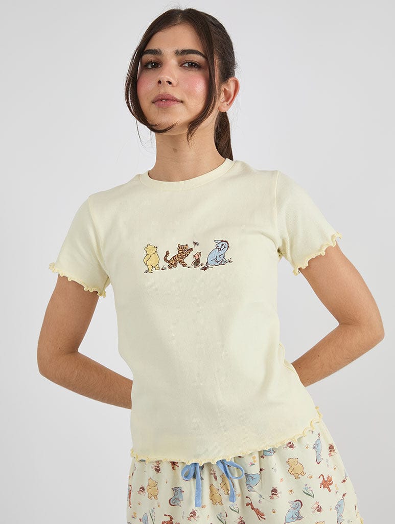 Disney Winnie The Pooh Retro Ribbed Pyjama Shorts Set Lingerie & Nightwear Skinnydip London