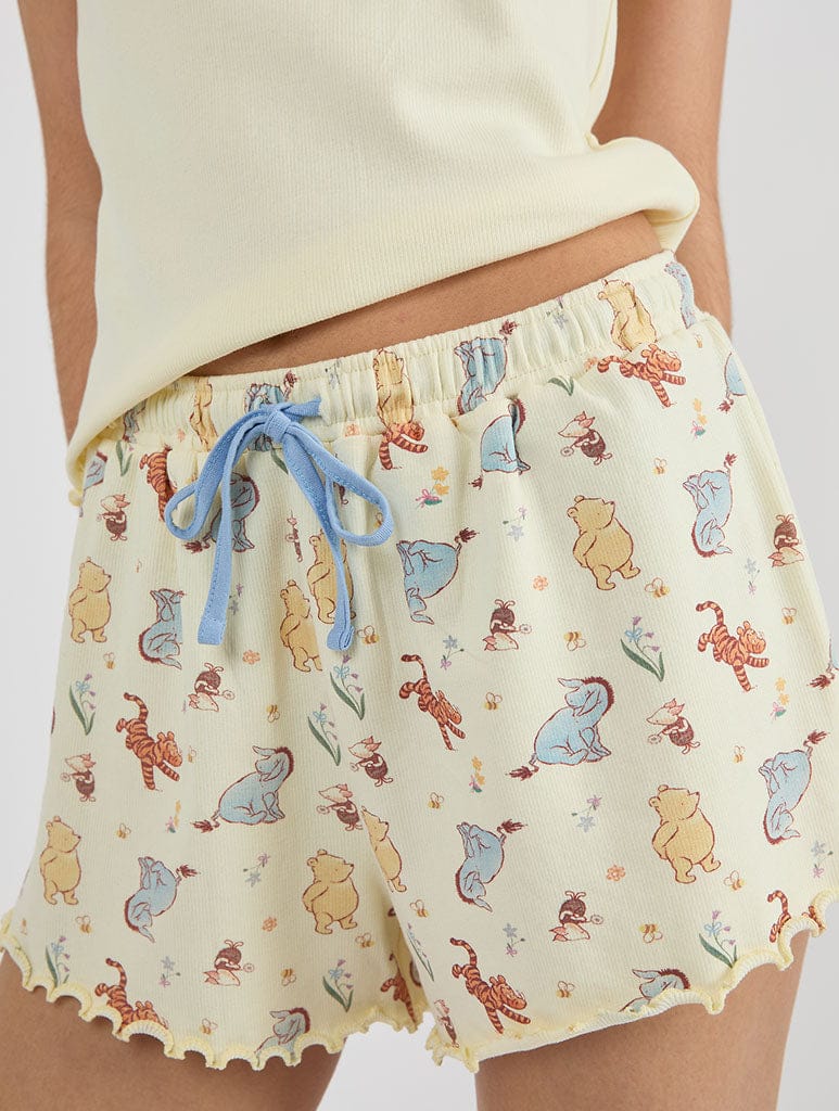 Disney Winnie The Pooh Retro Ribbed Pyjama Shorts Set Lingerie & Nightwear Skinnydip London