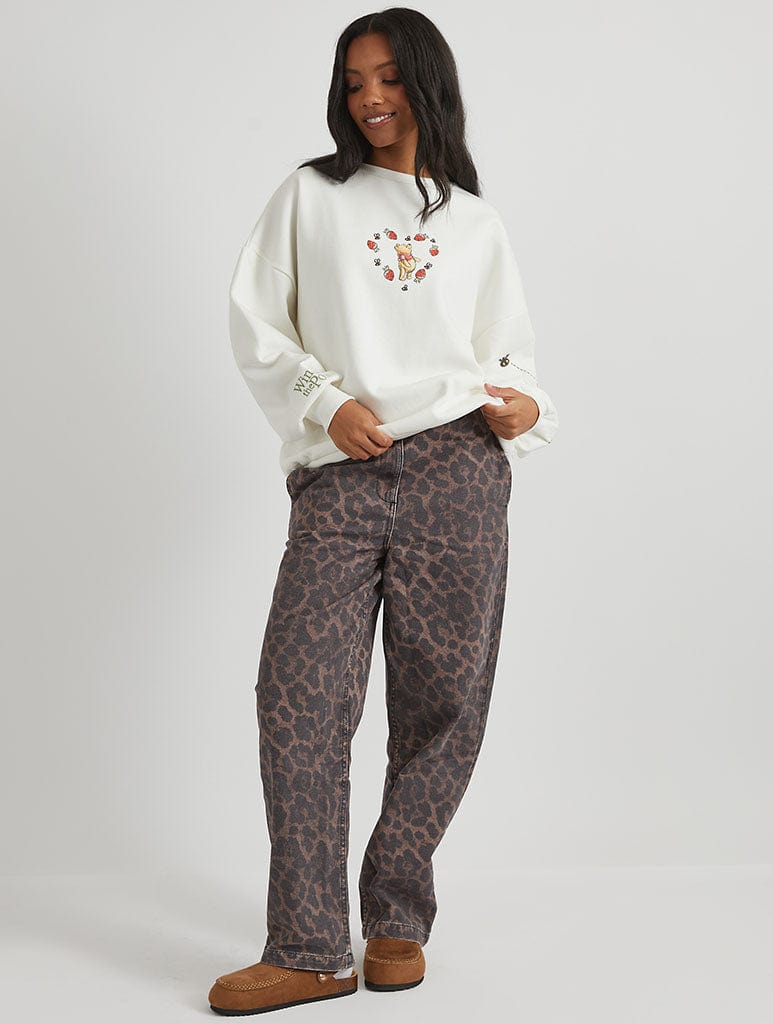 Disney Winnie The Pooh Strawberry Sweatshirt in Ecru Hoodies & Sweatshirts Skinnydip London