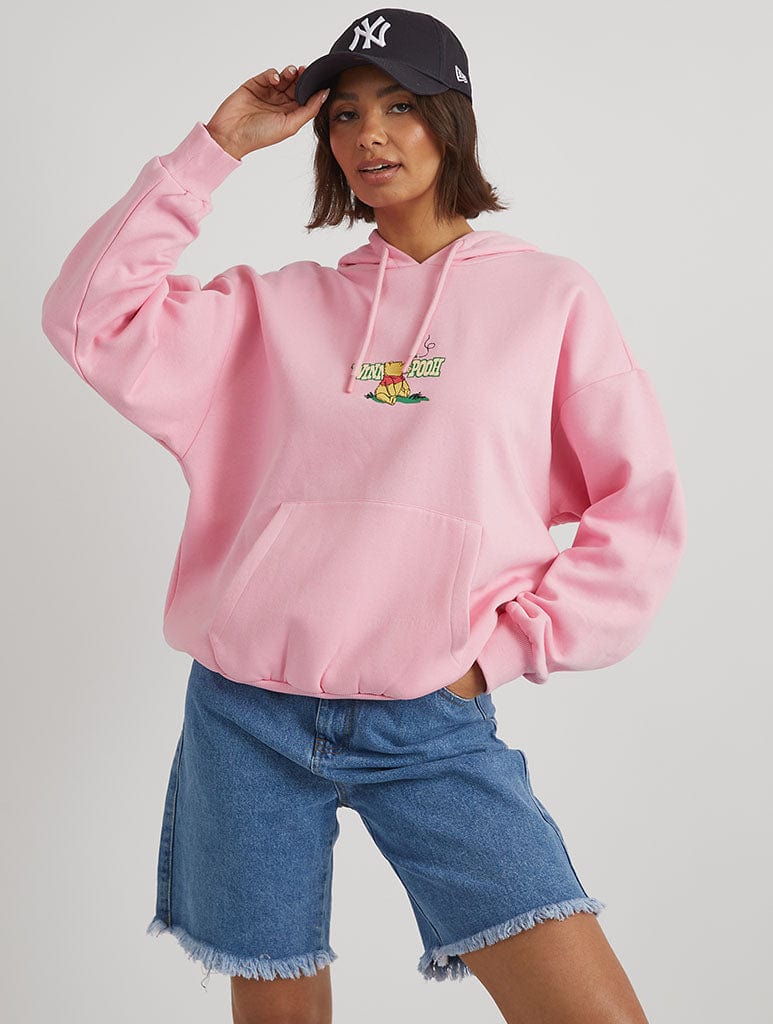 Disney Winnie The Pooh Time Well Spent Hoodie in Pink Hoodies & Sweatshirts Skinnydip London