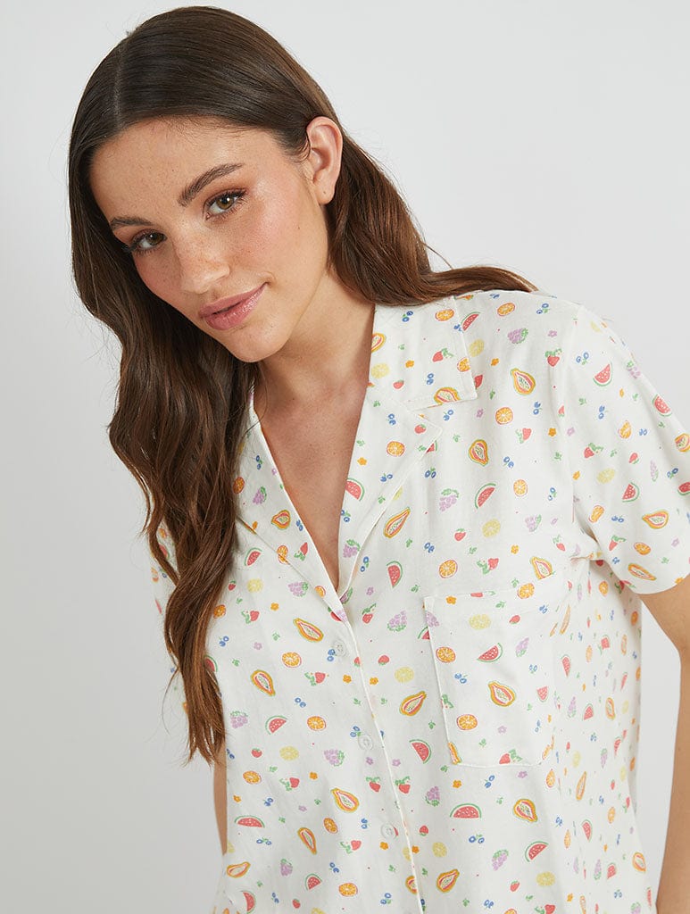 Ditsy Fruit Shirt & Short Pyjama Set Lingerie & Nightwear Skinnydip London