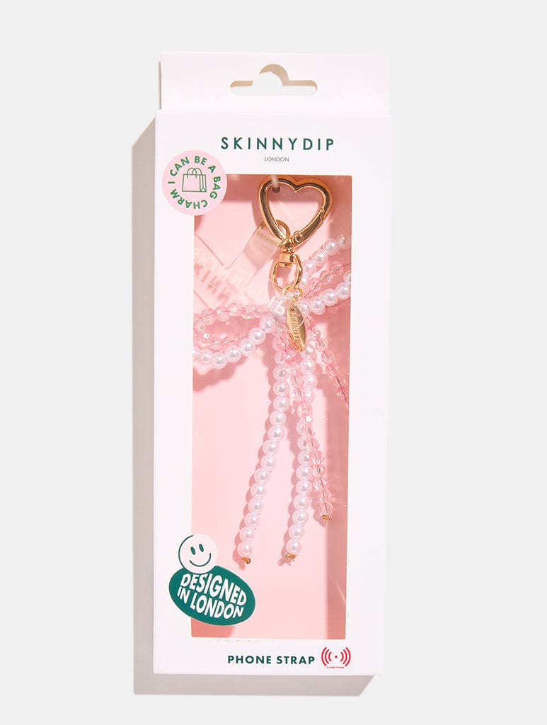 Double Bow Beaded Charm Strap Phone Grips Skinnydip London