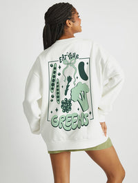 Eat Your Greens Sweatshirt In White Hoodies & Sweatshirts Skinnydip London