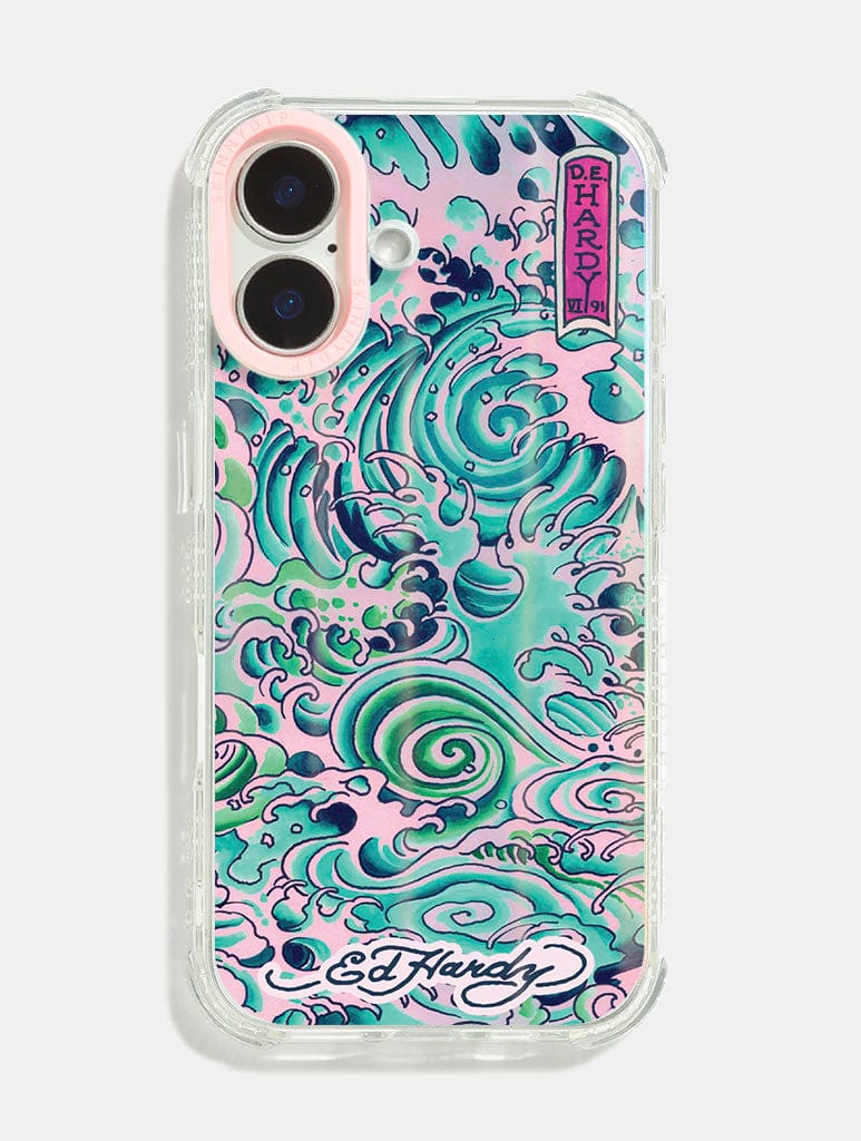 Ed Hardy x Skinnydip Pink Waves Shock iPhone Case Phone Cases Skinnydip London