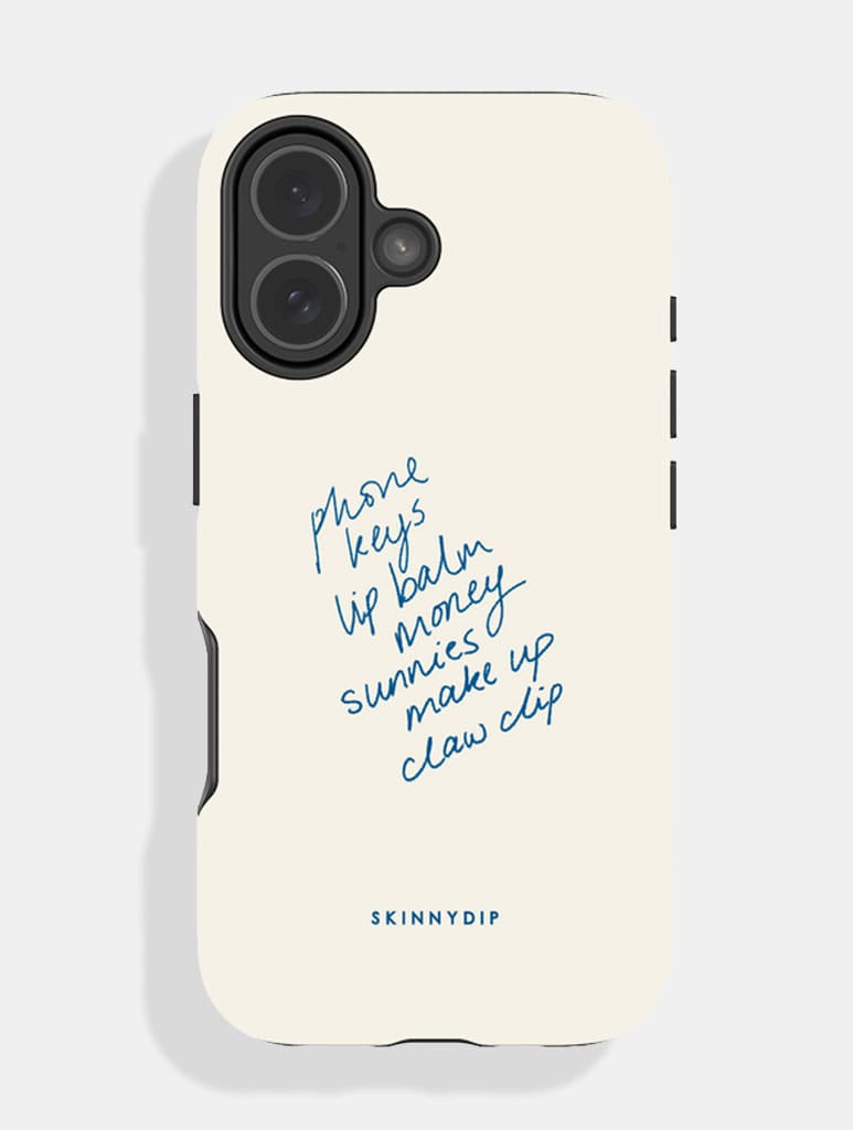 Essentials Checklist Blue and Cream Ultra Protective iPhone Case Phone Cases Skinnydip London