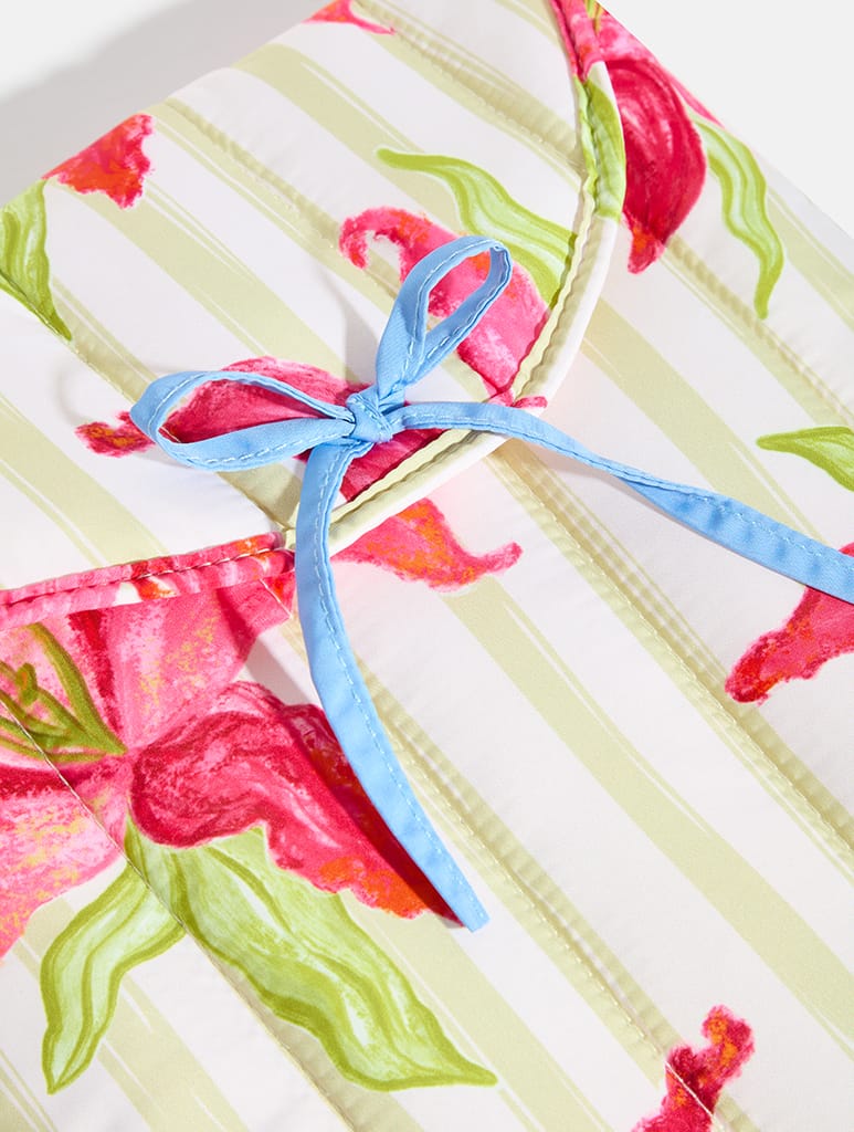 Exotic Lilies Stripe Quilted Bow Laptop Sleeve Laptop Cases Skinnydip London