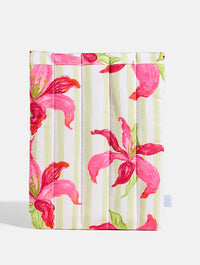 Exotic Lilies Stripe Quilted Bow Laptop Sleeve Laptop Cases Skinnydip London