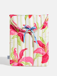 Exotic Lilies Stripe Quilted Bow Laptop Sleeve Laptop Cases Skinnydip London