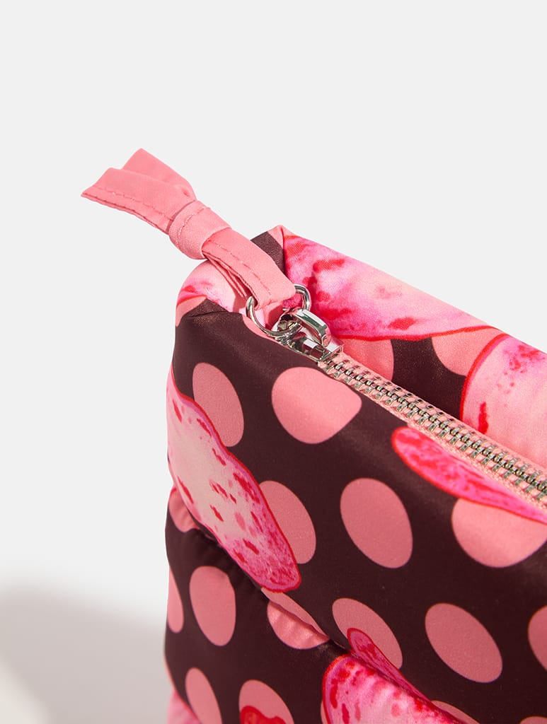 Exotic Orchids Polka Dot Pillow Pouch Makeup Bag in Pink Makeup Bags & Wash Bags Skinnydip London