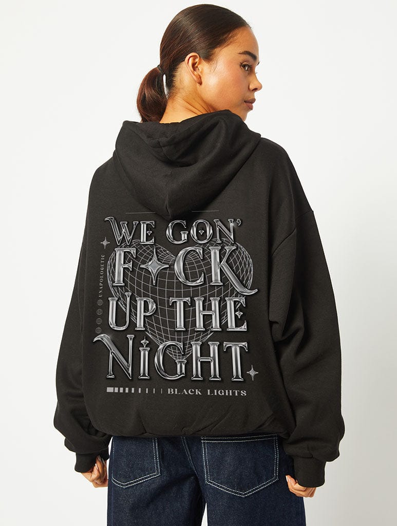 F*ck Up The Night Hoodie in Black Hoodies & Sweatshirts Skinnydip London