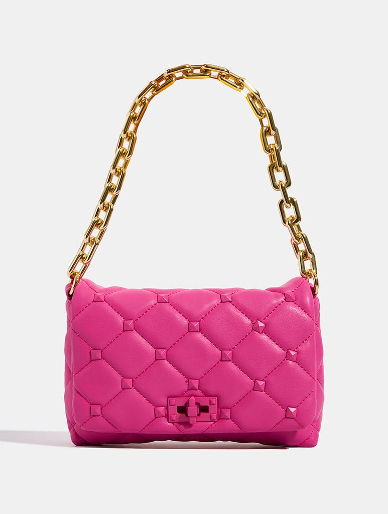 Farah Pink Studded Quilt Chain Shoulder Bag Bags Skinnydip London