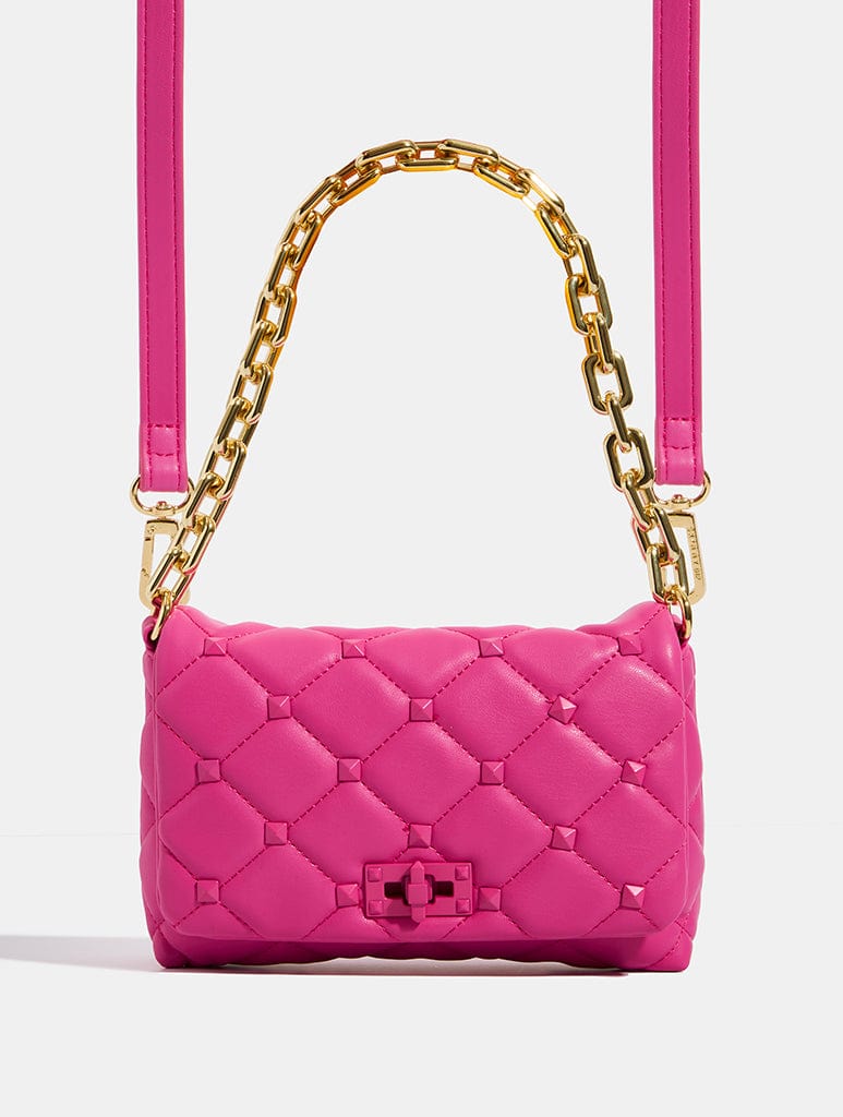 Farah Pink Studded Quilt Chain Shoulder Bag Bags Skinnydip London
