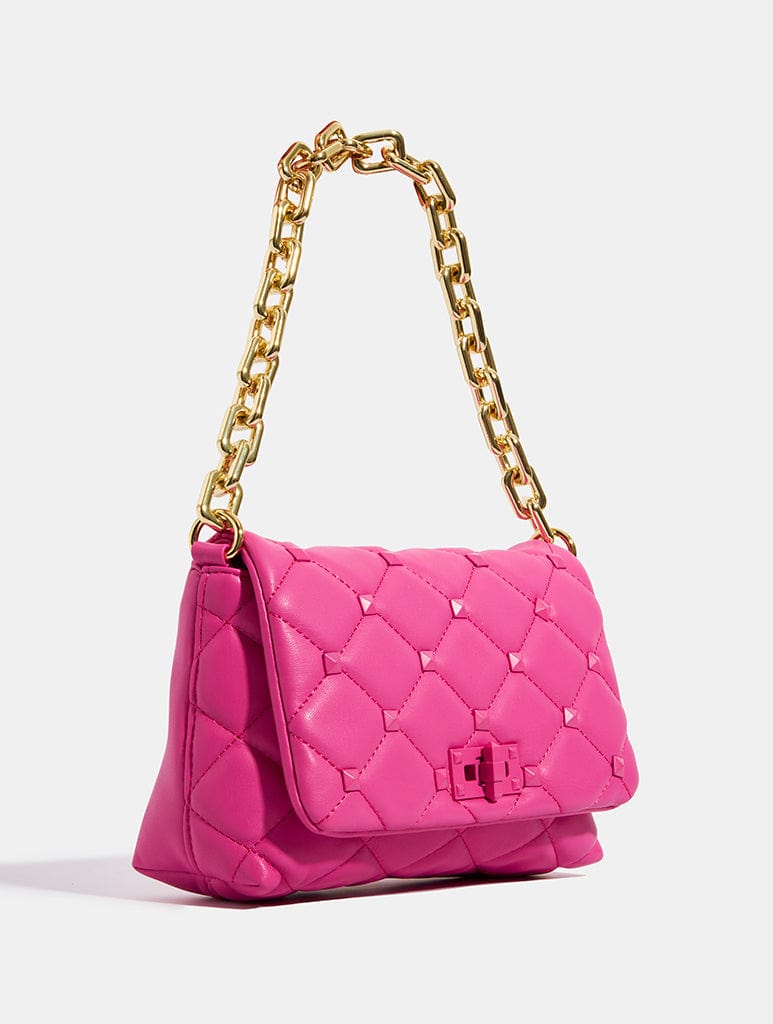 Farah Pink Studded Quilt Chain Shoulder Bag Bags Skinnydip London