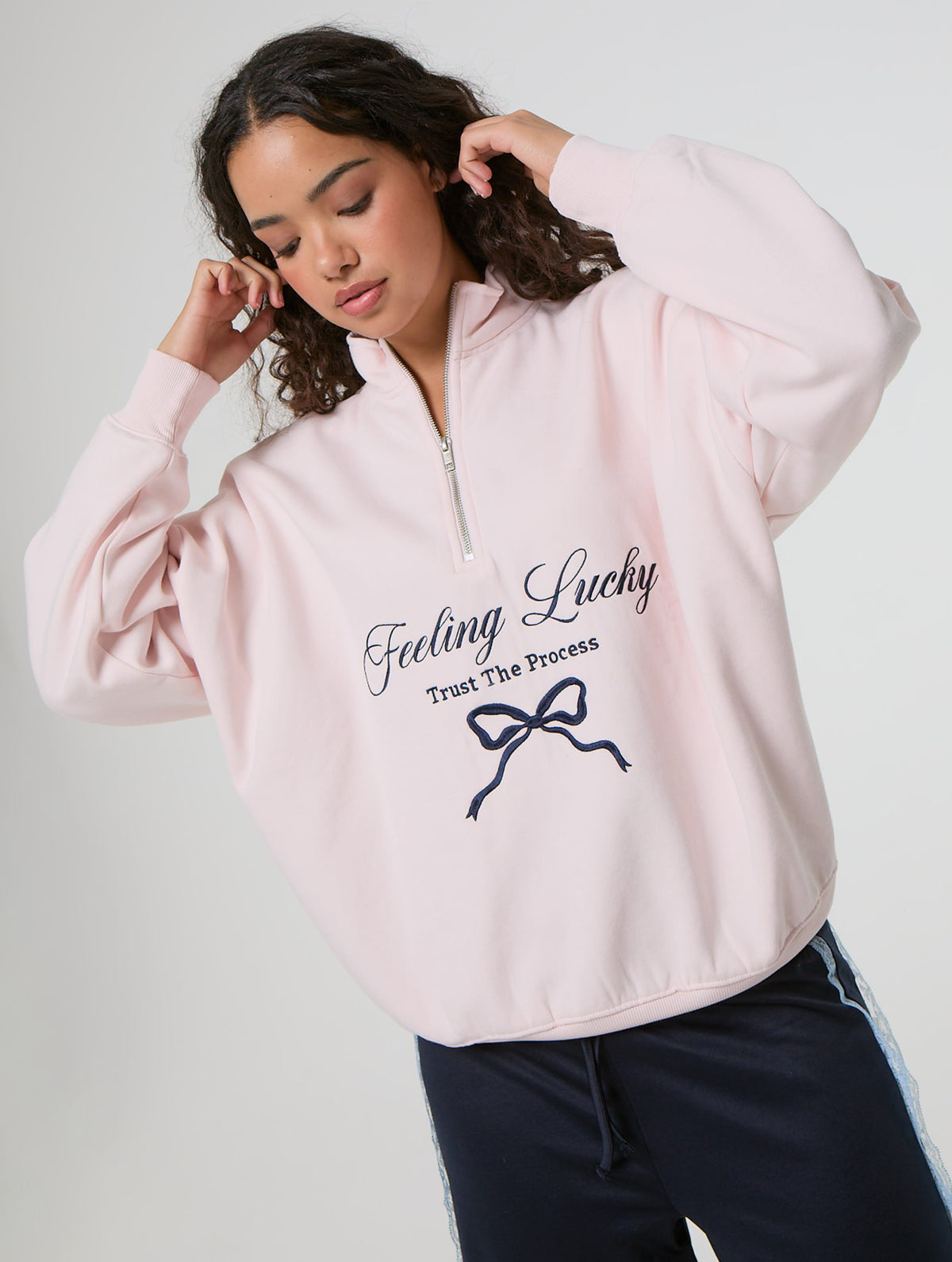Feeling Lucky Quarter Zip Sweatshirt Hoodies and Sweatshirts Skinnydip London