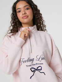 Feeling Lucky Quarter Zip Sweatshirt Hoodies and Sweatshirts Skinnydip London
