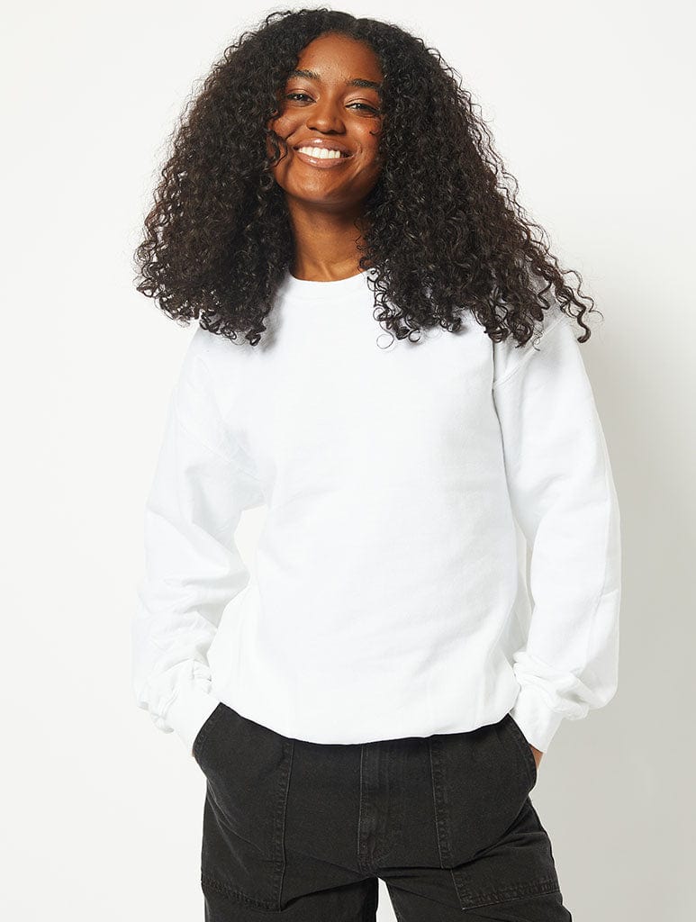Female Version of a Hustla Sweatshirt in White Hoodies & Sweatshirts Skinnydip London
